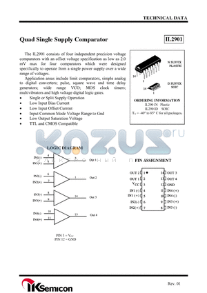 IL2901 datasheet - Quad Single Supply Comparator