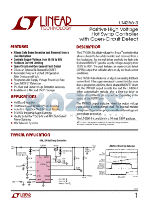 LT4256-3CGN datasheet - Positive High Voltage Hot Swap Controller with Open-Circuit Detect