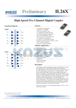 IL261BTR13 datasheet - High Speed Five Channel Digital Coupler