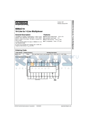 MM82C19 datasheet - 16-Line to 1-Line Multiplexer