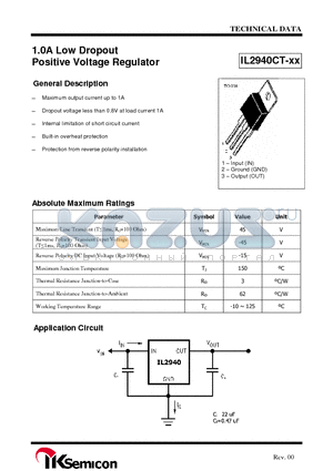 IL2940CT-5V datasheet - 1.0A Low Dropout Positive Voltage Regulator