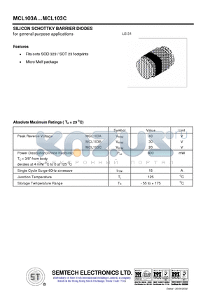 MCL103A datasheet - SILICON SCHOTTKY BARRIER DIODES