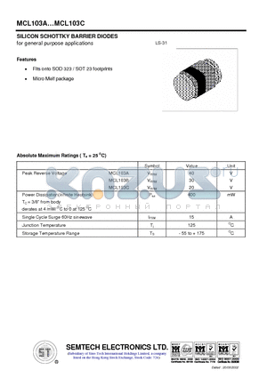 MCL103B datasheet - SILICON SCHOTTKY BARRIER DIODES