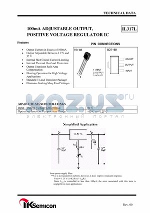 IL317L datasheet - 100mA ADJUSTABLE OUTPUT, POSITIVE VOLTAGE REGULATOR IC