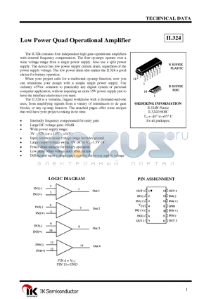 IL324N datasheet - Low Power Quad Operational Amplifier