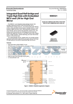 MM908E621ACDWB datasheet - Integrated Quad Half-bridge and Triple High Side with Embedded MCU and LIN for High End Mirror
