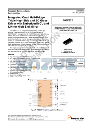 MM908E622ACDR2 datasheet - Integrated Quad Half-Bridge, Triple High-Side and EC Glass Driver with Embedded MCU and LIN for High End Mirror