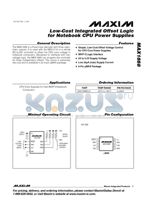 MAX1888 datasheet - Low-Cost Integrated Offset Logic for Notebook CPU Power Supplies