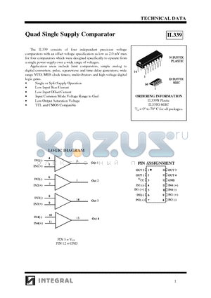 IL339 datasheet - Quad Single Supply Comparator