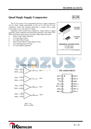 IL339 datasheet - Quad Single Supply Comparator