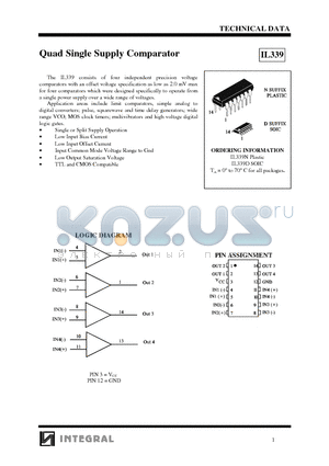 IL339N datasheet - Quad Single Supply Comparator