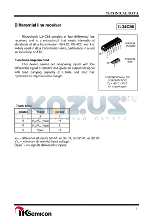 IL34C86 datasheet - Differential line receiver