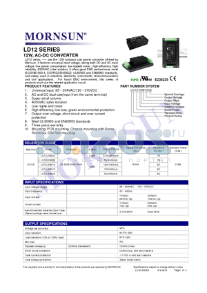 LD12-20B15 datasheet - LD12 series ----- are the 12W compact size power converter offered by Mornsun.