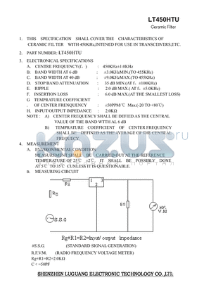 LT450HTU datasheet - Ceramic Filter