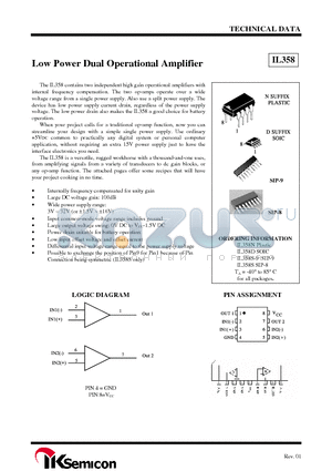 IL358 datasheet - Low Power Dual Operational Amplifier