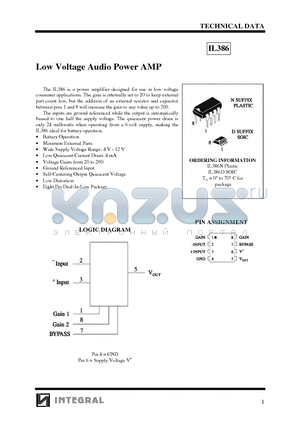 IL386N datasheet - Low Voltage Audio Power AMP