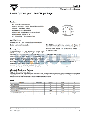 IL388 datasheet - Linear Optocoupler, PCMCIA package