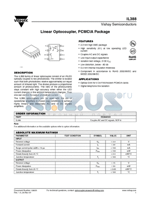 IL388_07 datasheet - Linear Optocoupler, PCMCIA Package