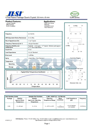 IL3M-HX5F12.5-32.768 datasheet - 4 Pad Plastic Package Quartz Crystal, 3.8 mm x 8 mm