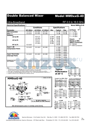 MM9XXG-40 datasheet - Double Balanced Mixer