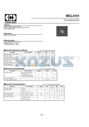 MCL4151 datasheet - Fast Switching Diode