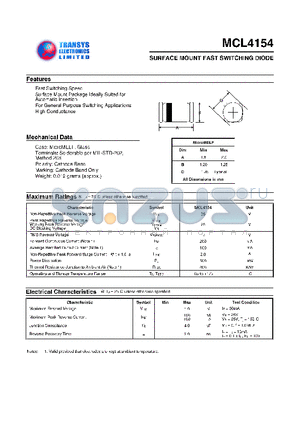 MCL4154 datasheet - SURFACE MOUNT FAST SWITCHING DIODE