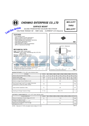 MCL53PT datasheet - GLASS PASSIVATED SILICON RECTIFIER
