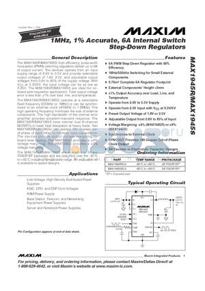 MAX1945R datasheet - 1MHz, 1% Accurate, 6A Internal Switch Step-Down Regulators