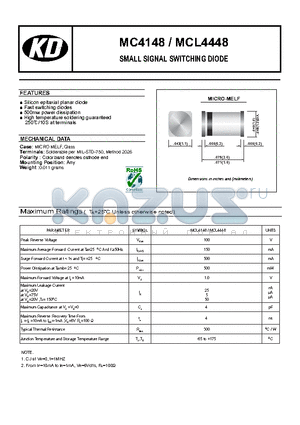 MCL4448 datasheet - SMALL SIGNAL SWITCHING DIODE