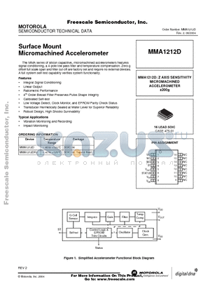 MMA1212DR2 datasheet - Surface Mount Micromachined Accelerometer