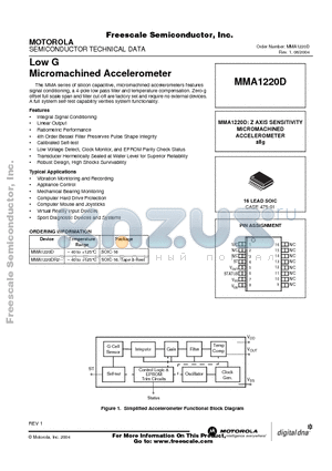 MMA1220D datasheet - Low G Micromachined Accelerometer