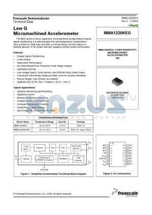 MMA1220KEGR2 datasheet - Low G Micromachined Accelerometer