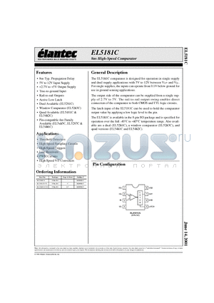 EL5181CS-T7 datasheet - 8ns High-Speed Comparator