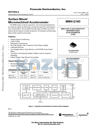 MMA1210DR2 datasheet - Surface Mount Micromachined Accelerometer