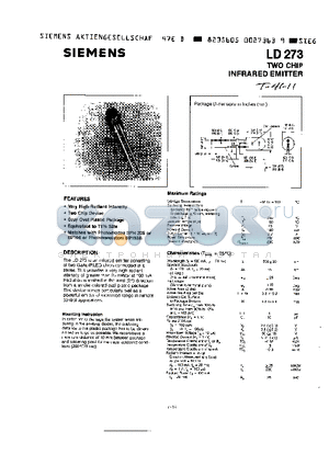 LD273 datasheet - TWO CHIP INFRARED EMITTER