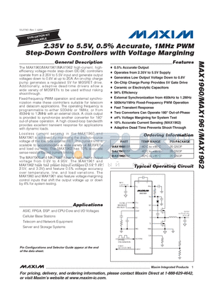 MAX1960EEP datasheet - 2.35V to 5.5V, 0.5% Accurate, 1MHz PWM Step-Down Controllers with Voltage Margining