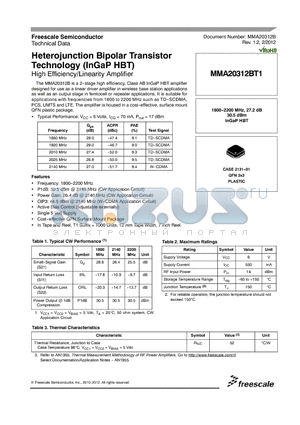 MMA20312B_12 datasheet - Heterojunction Bipolar Transistor Technology