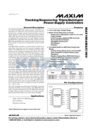 MAX1964TEEE datasheet - Tracking/Sequencing Triple/Quintuple Power-Supply Controllers