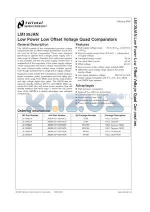 JL139BDA datasheet - Low Power Low Offset Voltage Quad Comparators