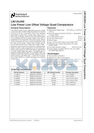 JL139SDA datasheet - Low Power Low Offset Voltage Quad Comparators