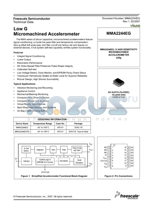 MMA2244EG datasheet - Low G Micromachined Accelerometer