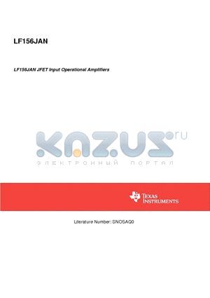 JL156SGA datasheet - LF156JAN JFET Input Operational Amplifiers