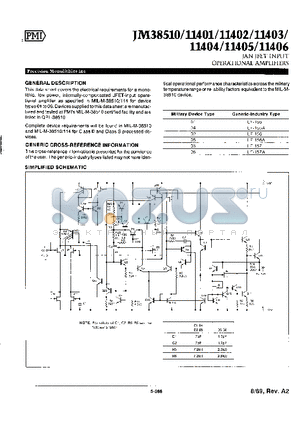 JM11401 datasheet - JAN JFET-INPUT OPERATIONAL AMPLIFIERS