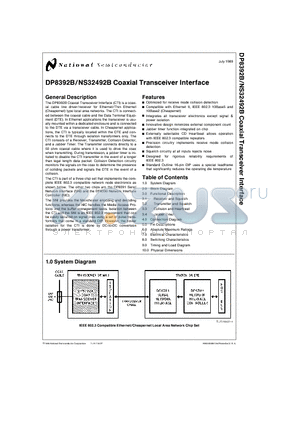 NS32492B datasheet - Coaxial Transceiver Interface