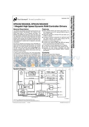 NS32829 datasheet - 1 Megabit High Speed Dynamic RAM Controller/Drivers