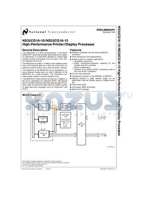 NS32CG16-10 datasheet - High-Performance Printer / Display Processor