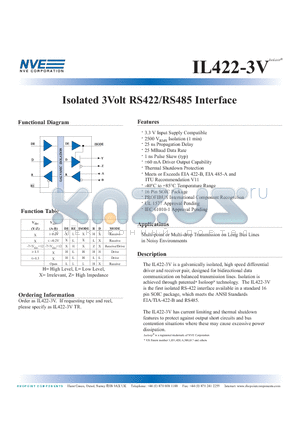 IL422-3V datasheet - Isolated 3Volt RS422/RS485 Interface