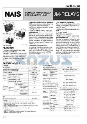 JM1AN-P-DC48V datasheet - COMPACT POWER RELAY FOR INDUCTIVE LOAD