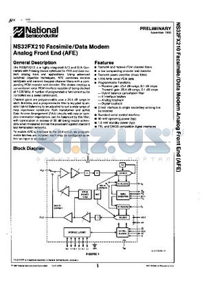 NS32FX210V datasheet - Facsimile/Data Modem Analog Front End (AFE)