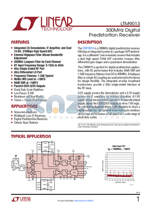 LT5517 datasheet - 300MHz Digital Predistortion Receiver